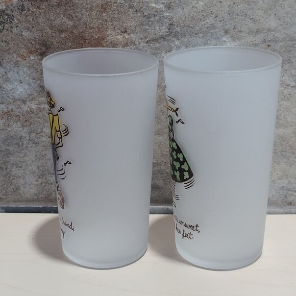 Vintage Square Dance Highball Federal Frosted Glass Tumblers Set of 2 - Picture 5 of 10